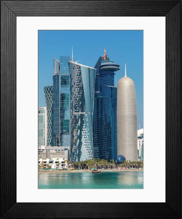 Framed Print : A Traditional Dhow against the West Bay Skyline, Doha, Qatar, West Asia Framed Print : A Traditional Dhow against the West Bay Skyline, Doha, Qatar, West Asia