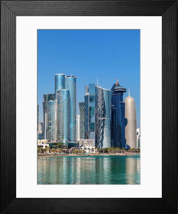 Framed Print : A Traditional Dhow against the West Bay Skyline, Doha, Qatar, West Asia Framed Print : A Traditional Dhow against the West Bay Skyline, Doha, Qatar, West Asia