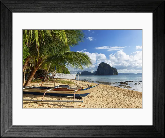 Framed Print : Las Cabanas beach, El Nido, Bacuit Bay, Palawan, Philippines
