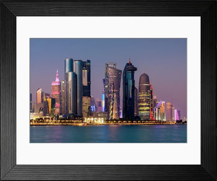 Framed Print : West Bay Skyline at Dusk, Doha, Qatar, West Asia, Doha, Qatar, West Asia Framed Print : West Bay Skyline at Dusk, Doha, Qatar, West Asia, Doha, Qatar, West Asia