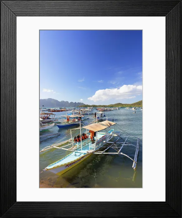 Framed Print : Tourist bangkas moored in port, Coron Town, Palawan, Philippines