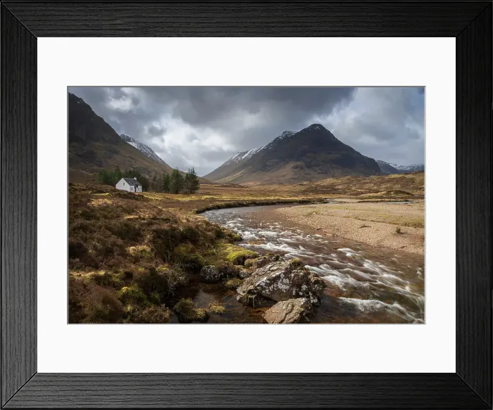 Framed Print : Lagangarbh Cottage and the River Coupall in the Scottish Highlands, Glencoe, Scotland. Spring (March) 2024 Framed Print : Lagangarbh Cottage and the River Coupall in the Scottish Highlands, Glencoe, Scotland. Spring (March) 2024