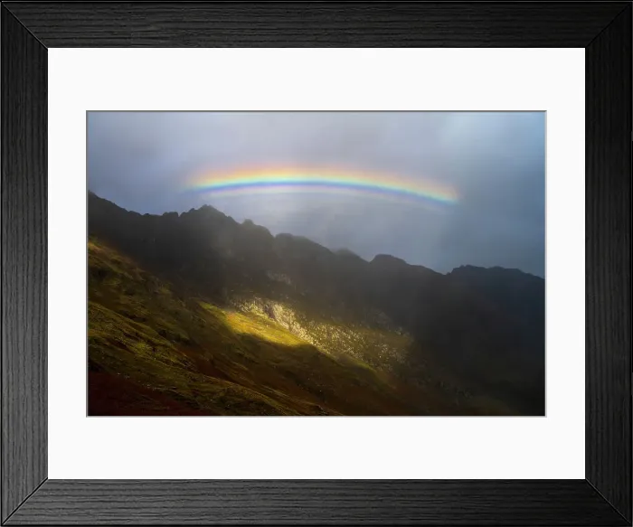 Framed Print : Rainbow over the Glencoe Valley, Highlands, Scotland