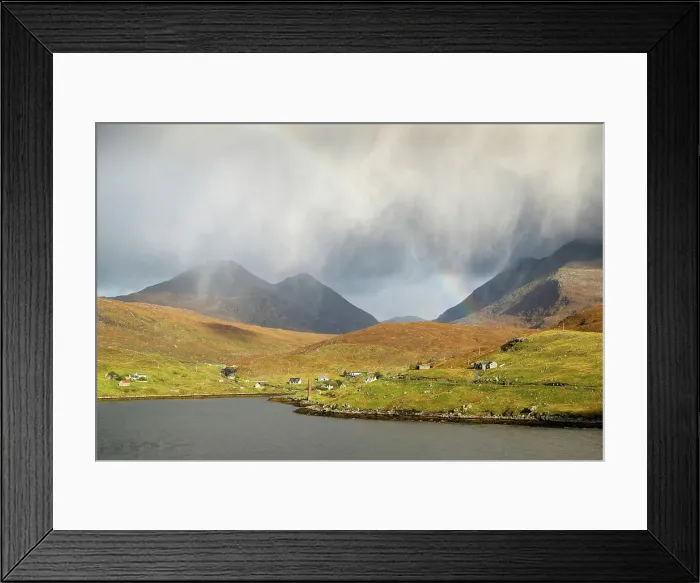 Framed Print : Views towards North Harris mountains and Bunavoneader old whaling station (brick-built chimney) from Aird Asaig, Isle of Harris, Outer Hebrides, Scotland Framed Print : Views towards North Harris mountains and Bunavoneader old whaling station (brick-built chimney) from Aird Asaig, Isle of Harris, Outer Hebrides, Scotland