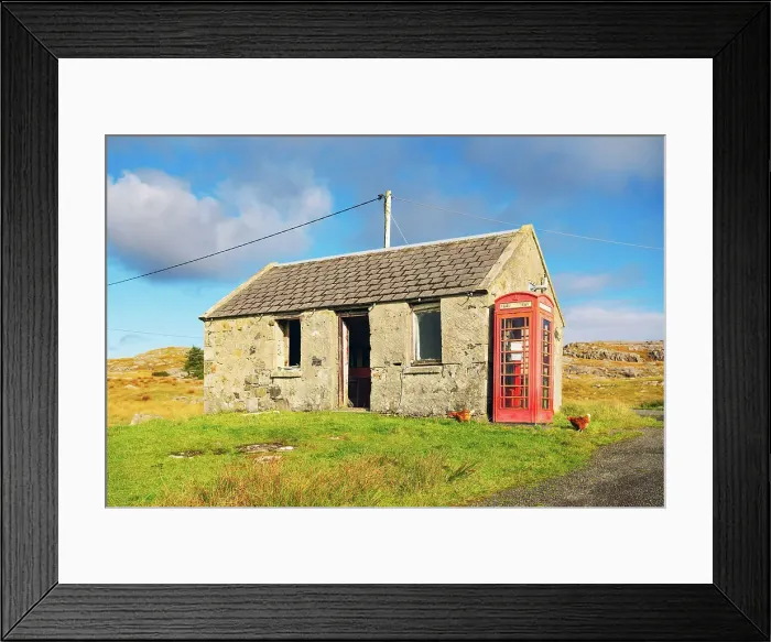 Framed Print : Old Post Office and red telephone box in Stockinish, Isle of Harris, Outer Hebrides, Scotland Framed Print : Old Post Office and red telephone box in Stockinish, Isle of Harris, Outer Hebrides, Scotland