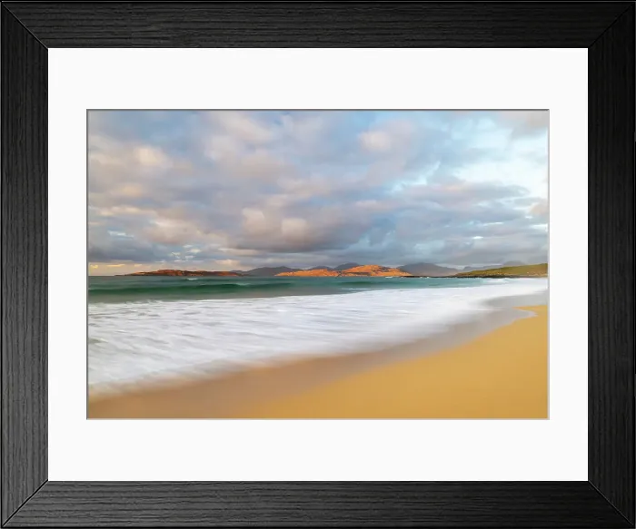 Framed Print : Sunset over Traigh Scarista (Scarista beach), with the north Harris Hills in the background, Isle of Harris, Outer Hebrides, Scotland Framed Print : Sunset over Traigh Scarista (Scarista beach), with the north Harris Hills in the background, Isle of Harris, Outer Hebrides, Scotland