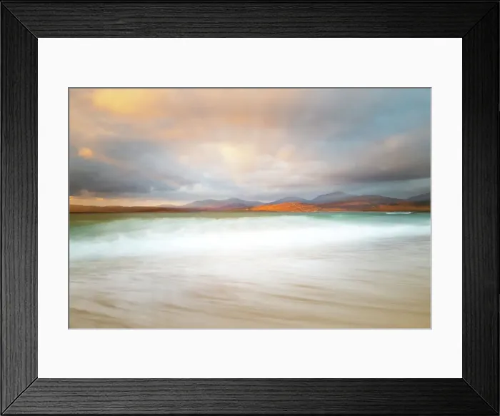 Framed Print : Sunset over Traigh Scarista (Scarista beach), with the north Harris Hills in the background, Isle of Harris, Outer Hebrides, Scotland Framed Print : Sunset over Traigh Scarista (Scarista beach), with the north Harris Hills in the background, Isle of Harris, Outer Hebrides, Scotland