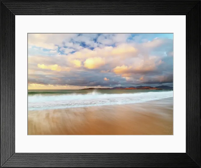 Framed Print : Sunset over Traigh Scarista (Scarista beach), with the north Harris Hills in the background, Isle of Harris, Outer Hebrides, Scotland Framed Print : Sunset over Traigh Scarista (Scarista beach), with the north Harris Hills in the background, Isle of Harris, Outer Hebrides, Scotland