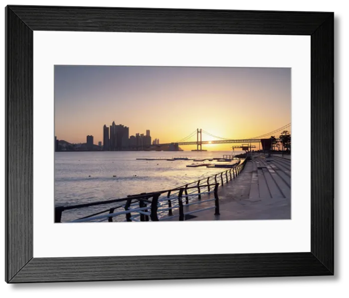 Framed Print : Skyscrapers of Marine City and Gwangan Bridge at sunrise, Busan, South Korea Framed Print : Skyscrapers of Marine City and Gwangan Bridge at sunrise, Busan, South Korea