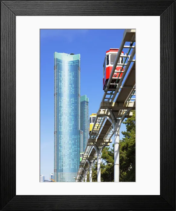 Framed Print : Cars of Haeundae Blueline Park and Busan X the Sky skyscraper, Haeundae Beach, Busan, South Korea Framed Print : Cars of Haeundae Blueline Park and Busan X the Sky skyscraper, Haeundae Beach, Busan, South Korea