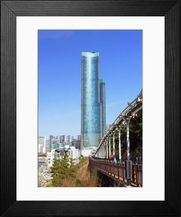 Framed Print : Haeundae Blueline Park and Busan X the Sky skyscraper, Haeundae Beach, Busan, South Korea Framed Print : Haeundae Blueline Park and Busan X the Sky skyscraper, Haeundae Beach, Busan, South Korea