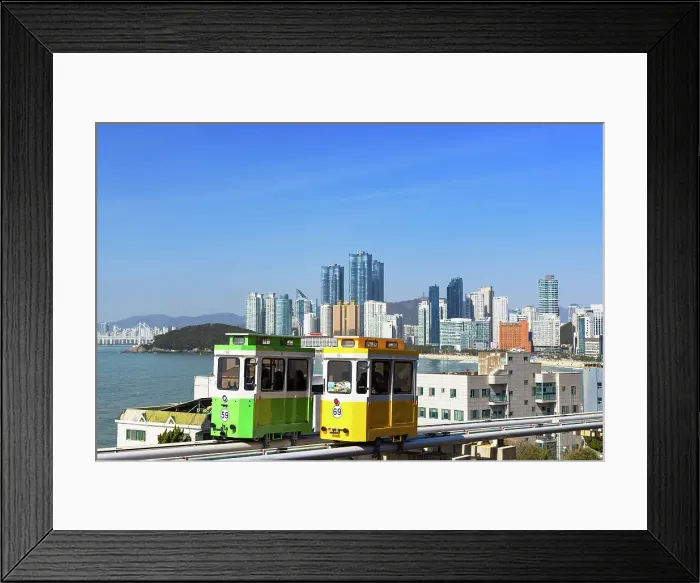 Framed Print : Cars of Haeundae Blueline Park, Haeundae Beach, Busan, South Korea