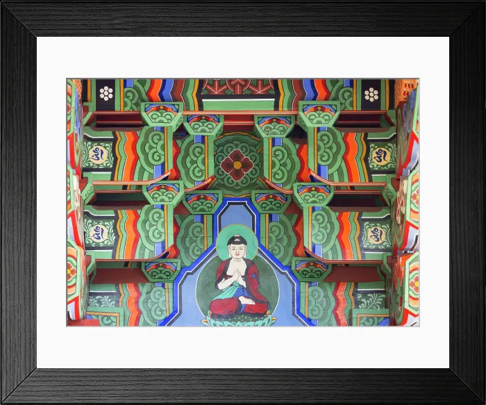 Framed Print : Buddha image on roof at Okryeonseonwon Temple, Busan, South Korea Framed Print : Buddha image on roof at Okryeonseonwon Temple, Busan, South Korea