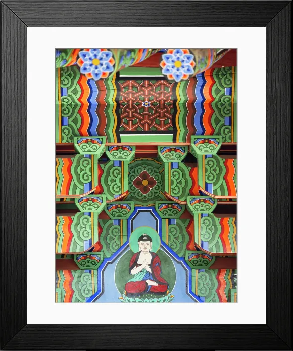 Framed Print : Buddha image on roof at Okryeonseonwon Temple, Busan, South Korea Framed Print : Buddha image on roof at Okryeonseonwon Temple, Busan, South Korea