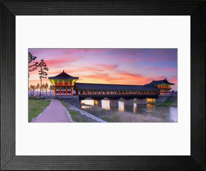 Framed Print : Woljeonggyo Bridge at sunset, Gyeongju, South Korea
