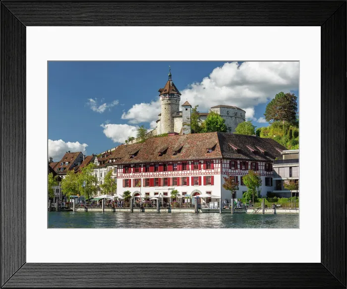 Framed Print : View over Rhine River to the old town and Munot Fortress, Schaffhausen, Switzerland Framed Print : View over Rhine River to the old town and Munot Fortress, Schaffhausen, Switzerland