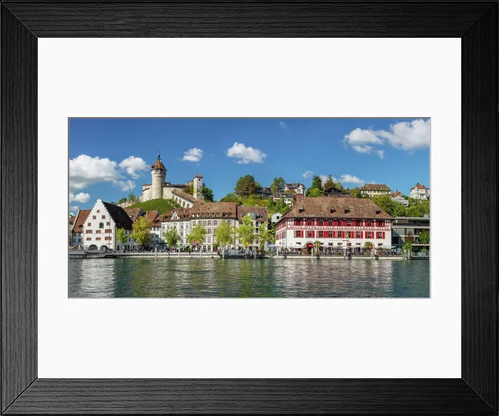 Framed Print : View over Rhine River to the old town and Munot Fortress, Schaffhausen, Switzerland Framed Print : View over Rhine River to the old town and Munot Fortress, Schaffhausen, Switzerland