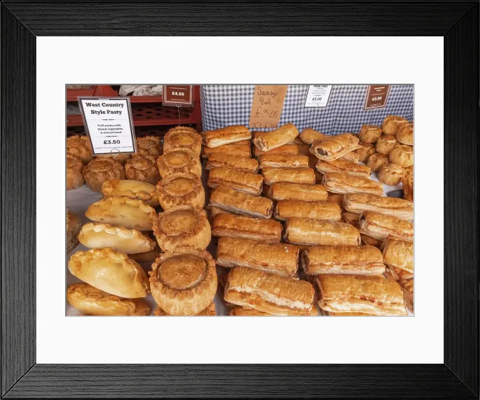 Framed Print : England, Kent, Faversham, Faversham Market, Display of Samosasd Framed Print : England, Kent, Faversham, Faversham Market, Display of Samosasd