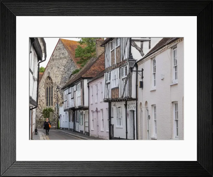 Framed Print : England, Kent, Sandwich, Street Scene with Historical Half Timbered Buildings Framed Print : England, Kent, Sandwich, Street Scene with Historical Half Timbered Buildings