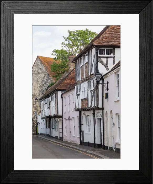 Framed Print : England, Kent, Sandwich, Street Scene with Historical Half Timbered Buildings Framed Print : England, Kent, Sandwich, Street Scene with Historical Half Timbered Buildings