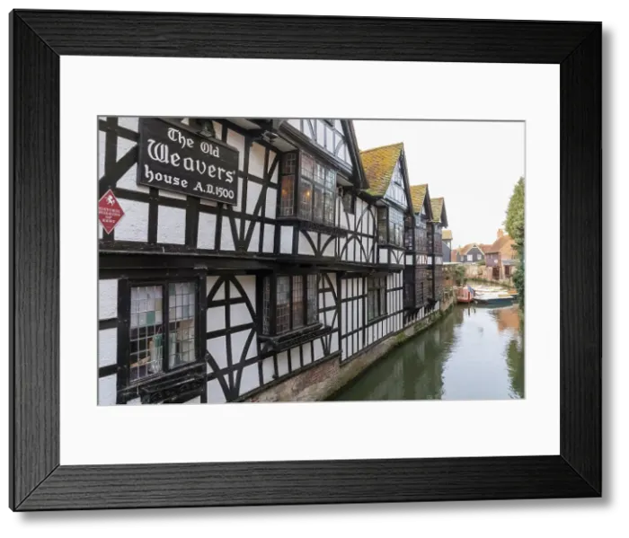 Framed Print : England, Kent, Canterbury, The Old Weavers House dated 1500 and The Great Stour River Framed Print : England, Kent, Canterbury, The Old Weavers House dated 1500 and The Great Stour River