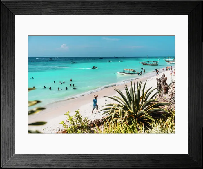 Framed Print : Fruit seller on the beach, children bathing, Zanzibar, Tanzania, Africa Framed Print : Fruit seller on the beach, children bathing, Zanzibar, Tanzania, Africa