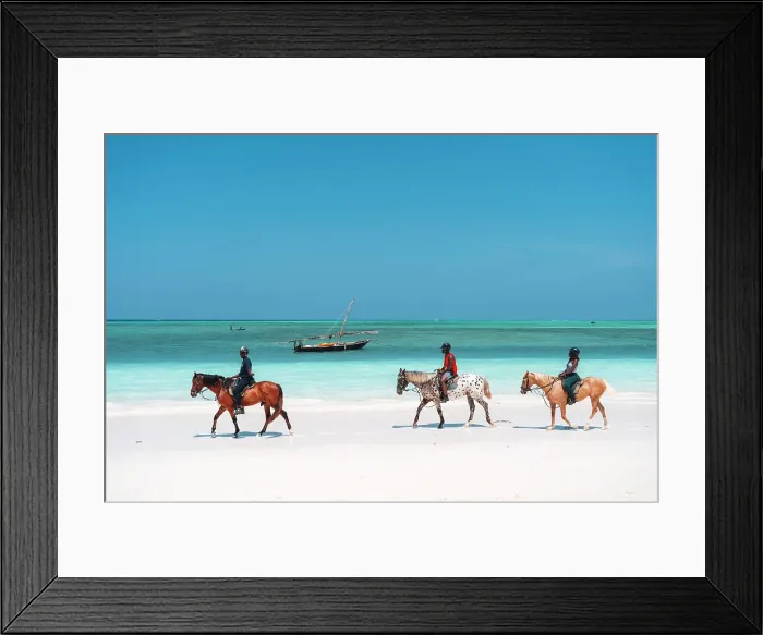 Framed Print : Horse riding on the beach, Nungwi, Zanzibar, Tanzania, Africa