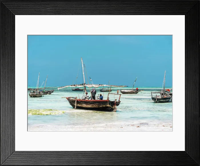Framed Print : Boat on the shore at low tide, Nungwi, Zanzibar, Tanzania, Africa Framed Print : Boat on the shore at low tide, Nungwi, Zanzibar, Tanzania, Africa