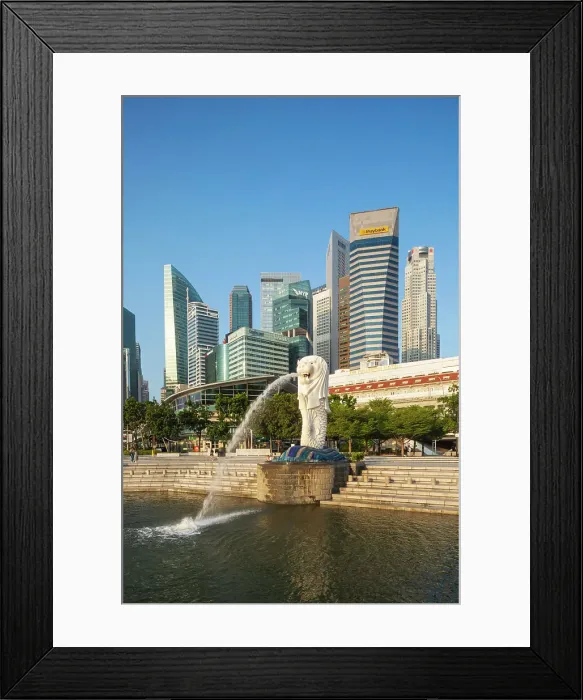 Framed Print : Asia, Singapore, Merlion Statue and City Business Area Skyline Framed Print : Asia, Singapore, Merlion Statue and City Business Area Skyline