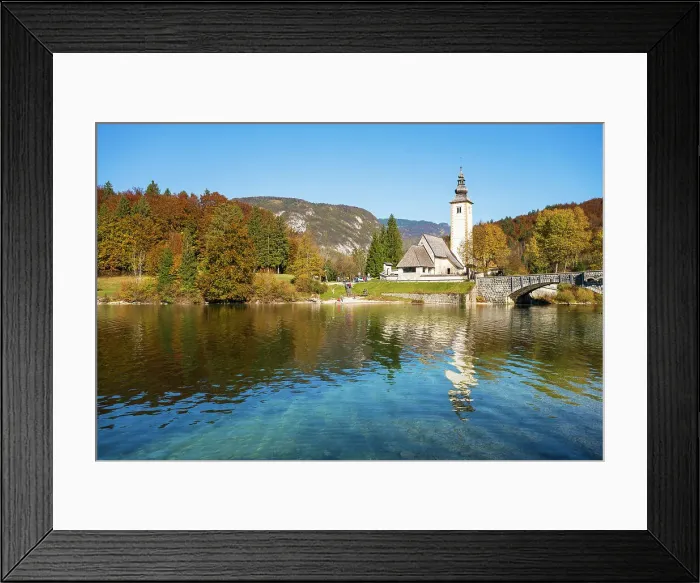 Framed Print : Cerkev Sv. Janeza Krstnika, Lake Bohinj, Slovenia Framed Print : Cerkev Sv. Janeza Krstnika, Lake Bohinj, Slovenia