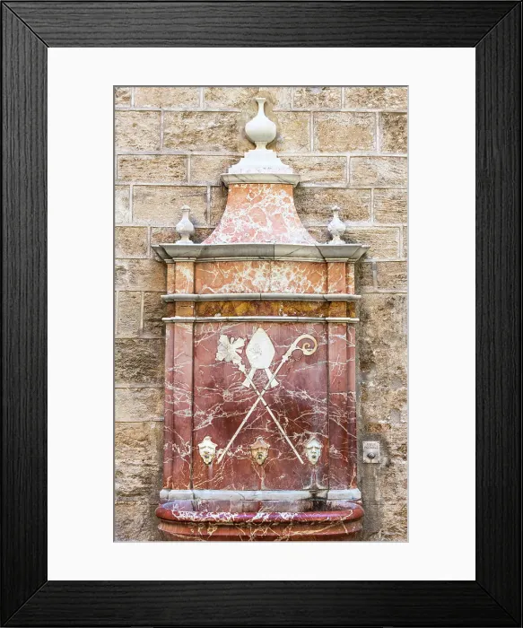 Framed Print : Old public drinking fountain in the old town of Valencia, Spain