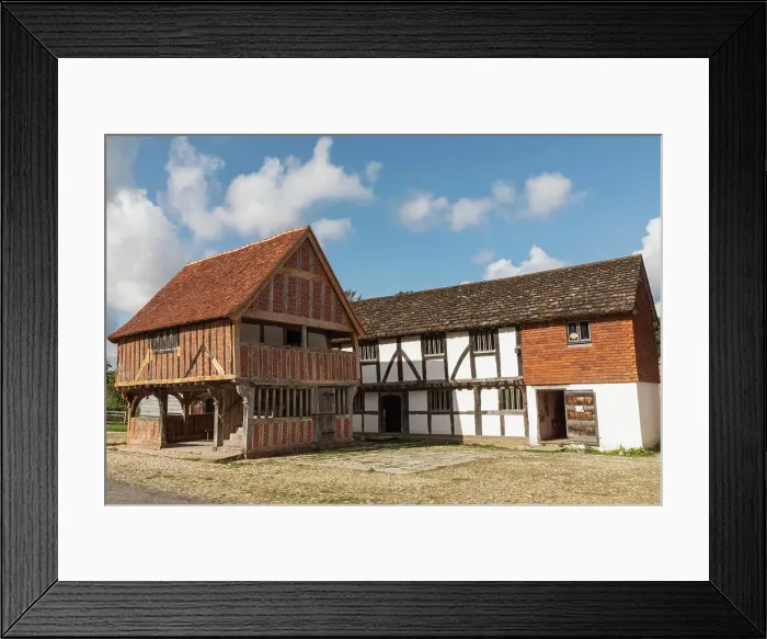 Framed Print : England, West Sussex, The Weald and Downland Living Museum, View of Historical Buildings