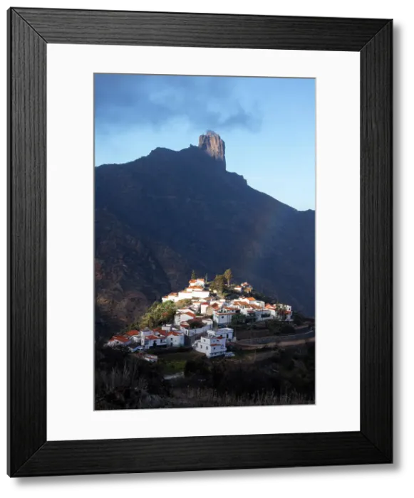 Framed Print : Spectacular mountain scenery and Roque Bentayga with Tejeda town in Central Gran Canaria, Canary Islands, Spain Framed Print : Spectacular mountain scenery and Roque Bentayga with Tejeda town in Central Gran Canaria, Canary Islands, Spain