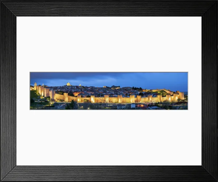 Framed Print : Night view of the medieval walls, Avila, Castile and Leon, Spain