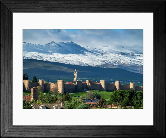 Framed Print : Medieval walls with snowy mountains in the background, Avila, Castile and Leon, Spain Framed Print : Medieval walls with snowy mountains in the background, Avila, Castile and Leon, Spain