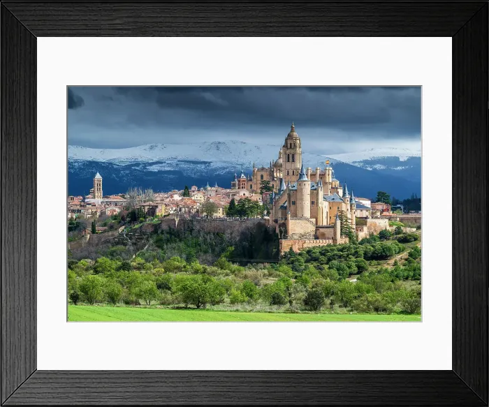 Framed Print : Old town skyline with Alcazar castle and Cathedral, Segovia, Castile and Leon, Spain Framed Print : Old town skyline with Alcazar castle and Cathedral, Segovia, Castile and Leon, Spain