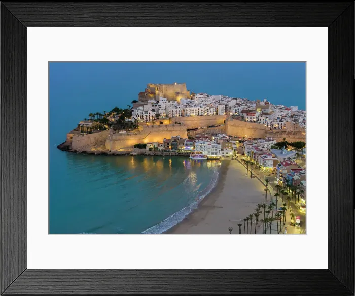 Framed Print : Aerial view of the old town, Peniscola, Valencian Community, Spain Framed Print : Aerial view of the old town, Peniscola, Valencian Community, Spain