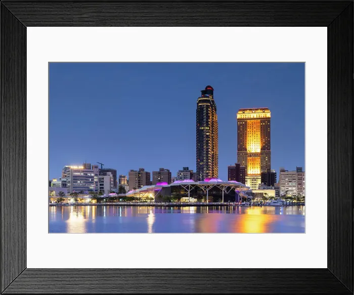 Framed Print : Glory Pier and skyscrapers at dusk, Kaohsiung, Taiwan Framed Print : Glory Pier and skyscrapers at dusk, Kaohsiung, Taiwan