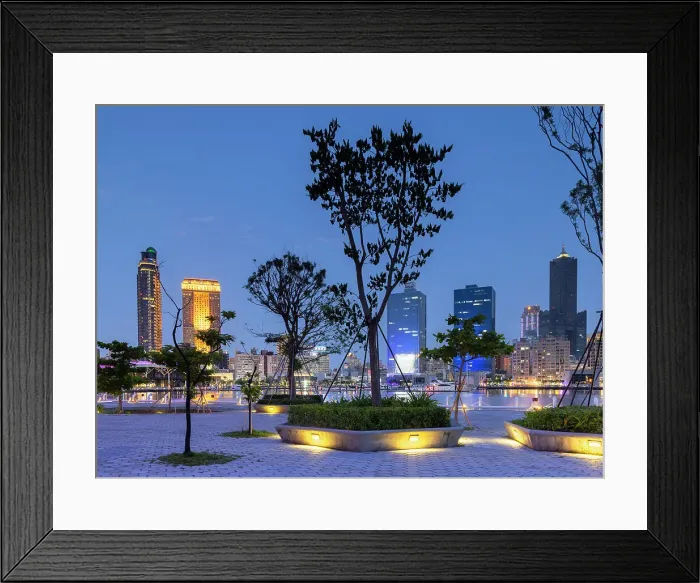 Framed Print : Glory Pier and skyscrapers at dusk, Kaohsiung, Taiwan Framed Print : Glory Pier and skyscrapers at dusk, Kaohsiung, Taiwan