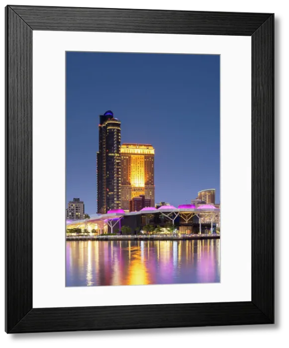 Framed Print : Glory Pier and skyscrapers at dusk, Kaohsiung, Taiwan Framed Print : Glory Pier and skyscrapers at dusk, Kaohsiung, Taiwan