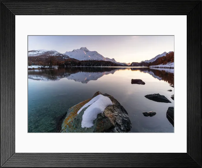 Framed Print : Piz Da La Margna reflected in lake Sils, St Moritz, Graubunden canton, Engadin, Switzerland Framed Print : Piz Da La Margna reflected in lake Sils, St Moritz, Graubunden canton, Engadin, Switzerland