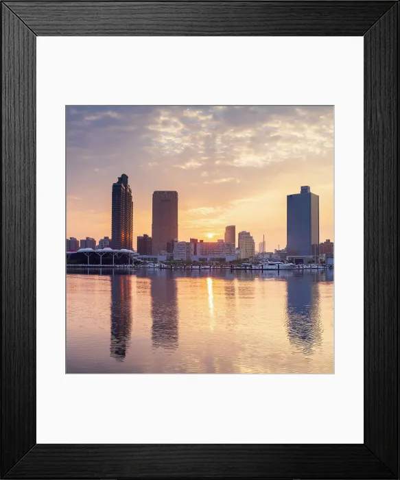 Framed Print : Glory Pier and skyscrapers at sunrise, Kaohsiung, Taiwan Framed Print : Glory Pier and skyscrapers at sunrise, Kaohsiung, Taiwan