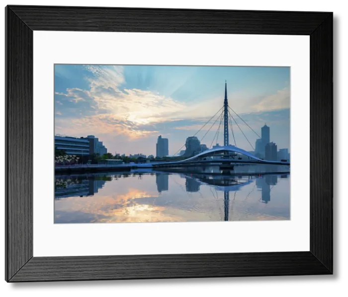 Framed Print : Great Harbour Bridge, Kaohsiung Music Centre and skyscrapers at sunrise, Kaohsiung, Taiwan Framed Print : Great Harbour Bridge, Kaohsiung Music Centre and skyscrapers at sunrise, Kaohsiung, Taiwan