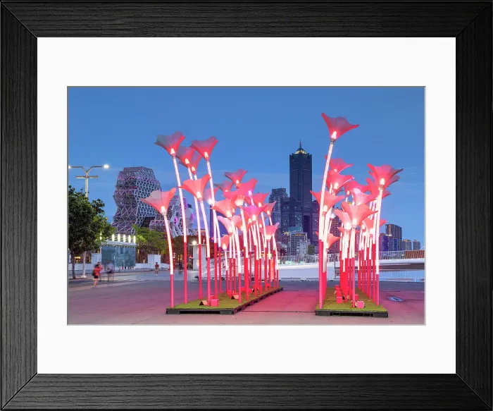 Framed Print : Art installation of Pier 2 Art Centre and Kaohsiung Music Centre at dusk, Kaohsiung, Taiwan Framed Print : Art installation of Pier 2 Art Centre and Kaohsiung Music Centre at dusk, Kaohsiung, Taiwan