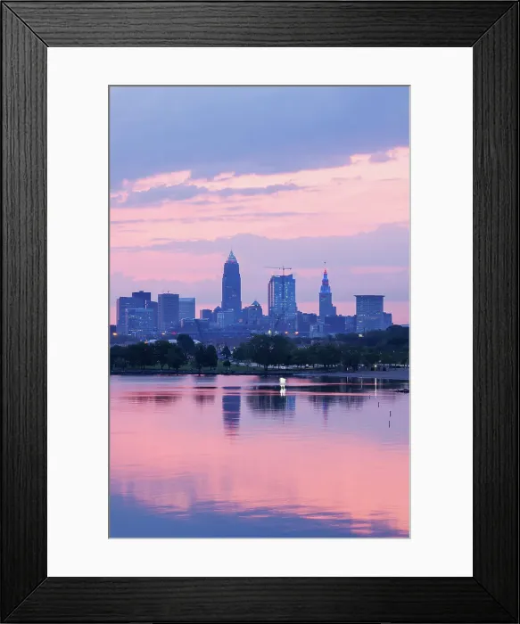 Framed Print : Cleveland skyline and Lake Erie, Ohio, USA Framed Print : Cleveland skyline and Lake Erie, Ohio, USA
