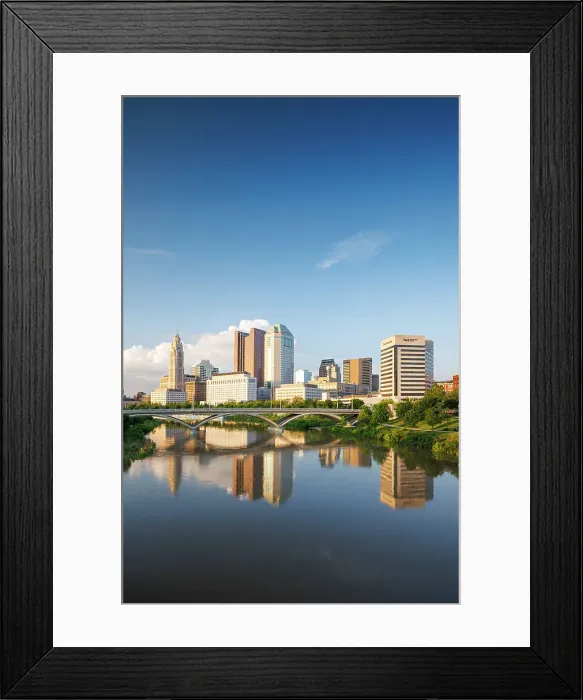 Framed Print : City skyline and Skioto River, Columbus, Ohio, USA Framed Print : City skyline and Skioto River, Columbus, Ohio, USA