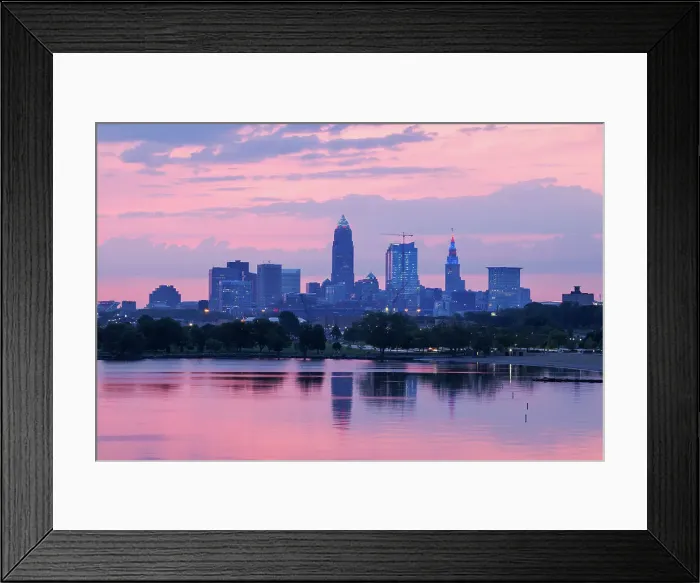 Framed Print : Cleveland skyline and Lake Erie, Ohio, USA Framed Print : Cleveland skyline and Lake Erie, Ohio, USA
