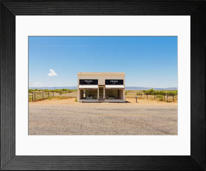 Framed Print : Prada Marfa, Permanent sculpture by Elmgreen and Dragset, Marfa, Texas, USA Framed Print : Prada Marfa, Permanent sculpture by Elmgreen and Dragset, Marfa, Texas, USA