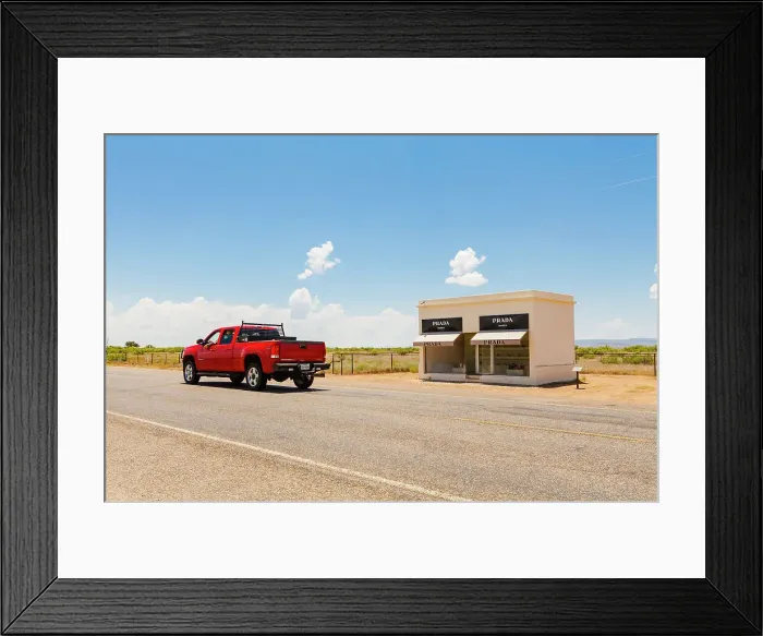 Framed Print : Prada Marfa, Permanent sculpture by Elmgreen and Dragset, Marfa, Texas, USA Framed Print : Prada Marfa, Permanent sculpture by Elmgreen and Dragset, Marfa, Texas, USA