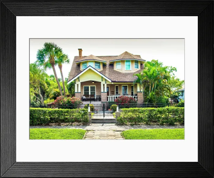 Framed Print : USA, Florida, Saint Petersburg, Pinellas County, Historic Old Southeast Neighborhood, 1915 Craftsman Bungalow, Tampa Bay Framed Print : USA, Florida, Saint Petersburg, Pinellas County, Historic Old Southeast Neighborhood, 1915 Craftsman Bungalow, Tampa Bay
